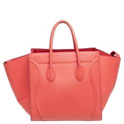 Pre Owned Celine Orange Leather Medium Phantom Luggage Tote