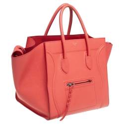 Pre Owned Celine Orange Leather Medium Phantom Luggage Tote