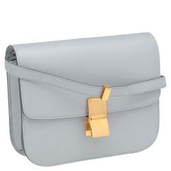 Pre Owned Celine Grey Leather Medium Classic Box Shoulder Bag