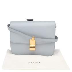 Pre Owned Celine Grey Leather Medium Classic Box Shoulder Bag
