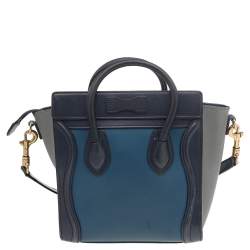 Pre Owned Celine Tri Color Leather Nano Luggage Tote