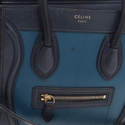 Pre Owned Celine Tri Color Leather Nano Luggage Tote