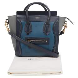 Pre Owned Celine Tri Color Leather Nano Luggage Tote