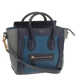 Pre Owned Celine Tri Color Leather Nano Luggage Tote