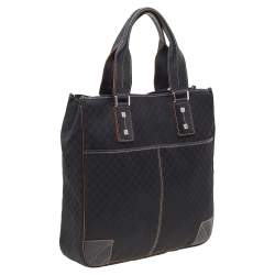 Pre Owned Celine Black Macadam Canvas And Leather Tote