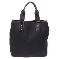 Pre Owned Celine Black Macadam Canvas And Leather Tote
