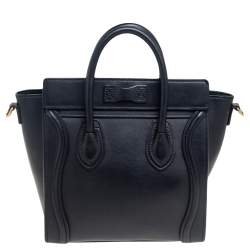 Pre Owned Céline Black Leather Nano Luggage Tote