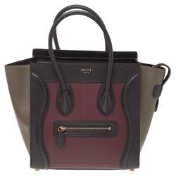 Pre Owned Celine Tri Color Leather Micro Luggage Tote