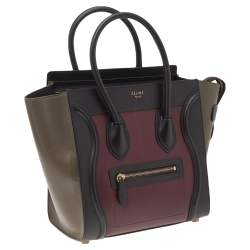 Pre Owned Celine Tri Color Leather Micro Luggage Tote