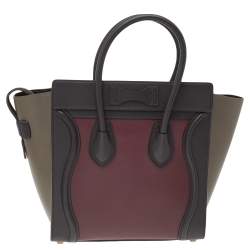 Pre Owned Celine Tri Color Leather Micro Luggage Tote