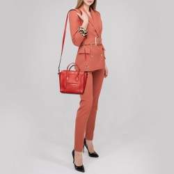 مملوكة مسبقًا Céline Red Grained Leather Nano Luggage Tote