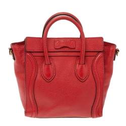 مملوكة مسبقًا Céline Red Grained Leather Nano Luggage Tote