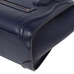 Pre Owned حقيبة يد توتس سيلين نانو لاغيدج جلد أزرق كحلي