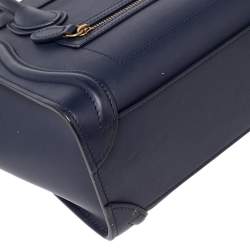 Pre Owned حقيبة يد توتس سيلين نانو لاغيدج جلد أزرق كحلي