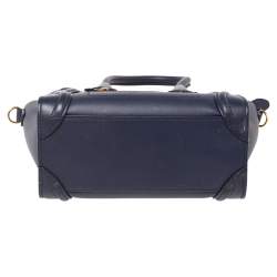 Pre Owned حقيبة يد توتس سيلين نانو لاغيدج جلد أزرق كحلي