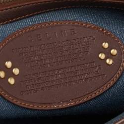 Pre Owned Celine Blue/Brown Macadam Denim And Leather Boogie Tote