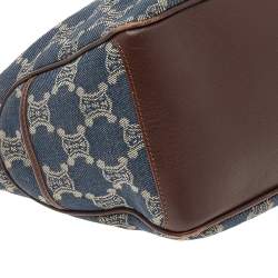 Pre Owned Celine Blue/Brown Macadam Denim And Leather Boogie Tote