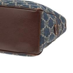 Pre Owned Celine Blue/Brown Macadam Denim And Leather Boogie Tote