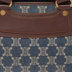 Pre Owned Celine Blue/Brown Macadam Denim And Leather Boogie Tote