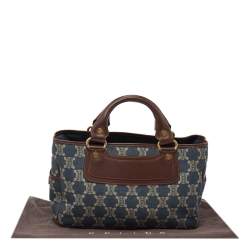 Pre Owned Celine Blue/Brown Macadam Denim And Leather Boogie Tote