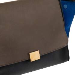 Pre Owned Céline Tri Color Leather and Suede Medium Trapeze Bag