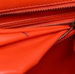 Pre Owned Celine Neon Orange Leather Mini Luggage Tote