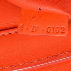 Pre Owned Celine Neon Orange Leather Mini Luggage Tote