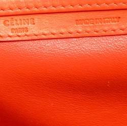 Pre Owned Celine Neon Orange Leather Mini Luggage Tote