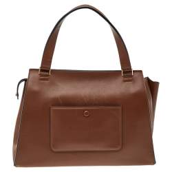 Pre Owned Celine Brown Leather Medium Edge Top Handle Bag