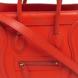 Pre Owned Céline Orange Leather Nano Luggage Tote