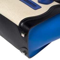 Pre Owned Celine Tricolor Leather and Canvas Micro Luggage Tote