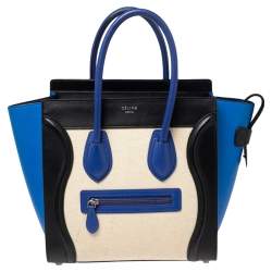 Pre Owned Celine Tricolor Leather and Canvas Micro Luggage Tote