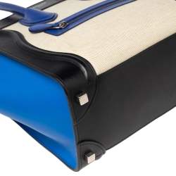 Pre Owned Celine Tricolor Leather and Canvas Micro Luggage Tote