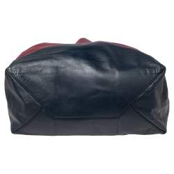 Pre Owned Celine Burgundy/Navy Blue Leather Horizontal Cabas Tote