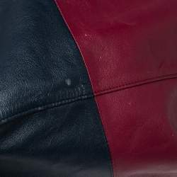 Pre Owned Celine Burgundy/Navy Blue Leather Horizontal Cabas Tote