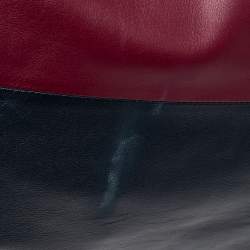 Pre Owned Celine Burgundy/Navy Blue Leather Horizontal Cabas Tote