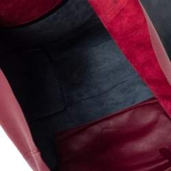 Pre Owned Celine Burgundy/Navy Blue Leather Horizontal Cabas Tote