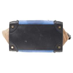 Pre Owned Celine Tricolor Leather and Nubuck Leather Mini Luggage Tote