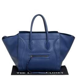مملوكة مسبقًا Celine Navy Blue Leather Medium Phantom Luggage Tote 