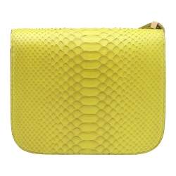 Celine Neon Yellow Python Leather Medium Box Shoulder Bag