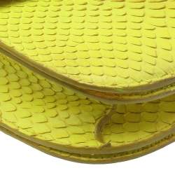 Celine Neon Yellow Python Leather Medium Box Shoulder Bag