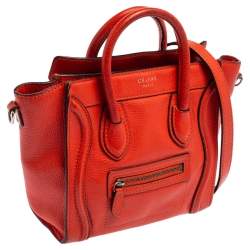 Pre Owned حقيبة يد سيلين نانو لاغيدج جلد برتقالي