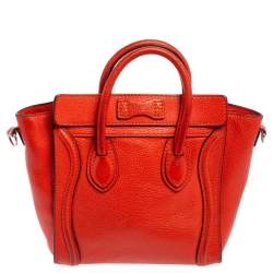 Pre Owned حقيبة يد سيلين نانو لاغيدج جلد برتقالي