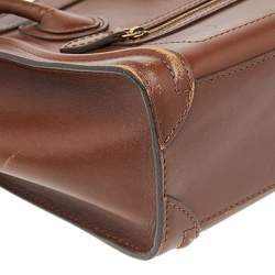 Pre Owned Celine Brown Leather Mini Luggage Tote