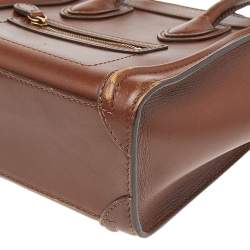 Pre Owned Celine Brown Leather Mini Luggage Tote