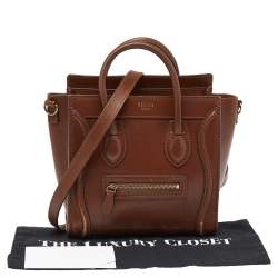 Pre Owned Celine Brown Leather Mini Luggage Tote