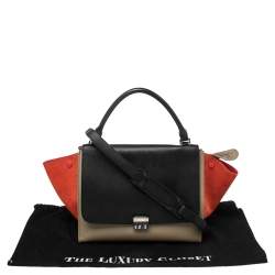 Pre Owned Celine Tricolor Leather and Suede Medium Trapeze Bag