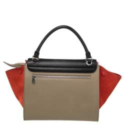 Pre Owned Celine Tricolor Leather and Suede Medium Trapeze Bag
