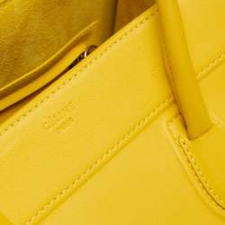 Pre Owned Celine Yellow Leather Medium Phantom Luggage Tote 