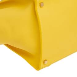 Pre Owned Celine Yellow Leather Medium Phantom Luggage Tote 